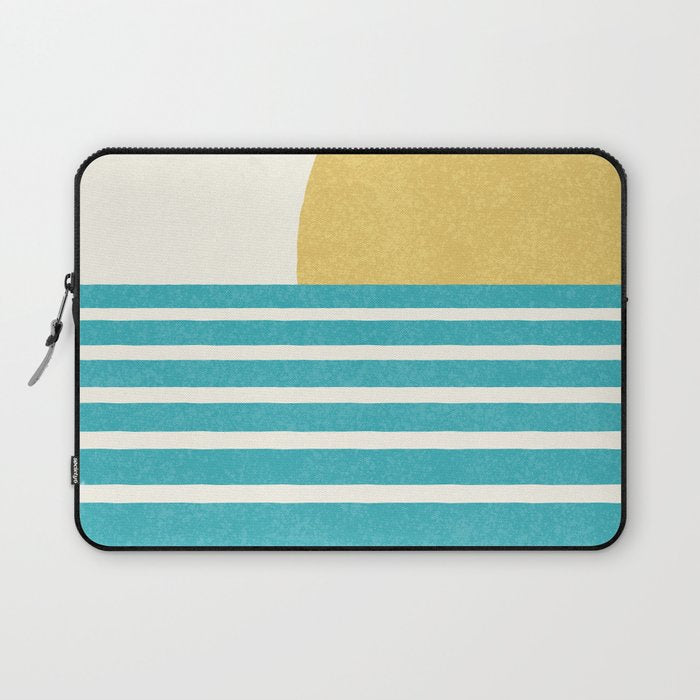 Beach Horizon Lines yellow green Laptop Sleeve Gallery Image 1