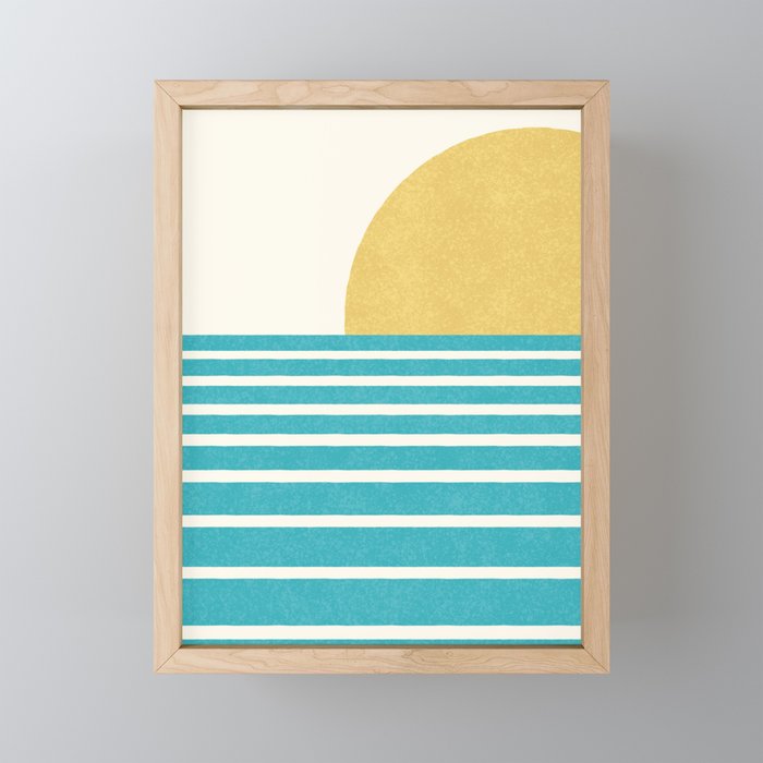 Beach Horizon Lines yellow green Mini Art Print Gallery Image 1