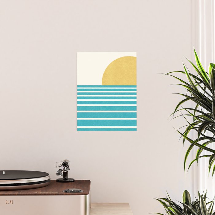 Beach Horizon Lines yellow green Poster Gallery Image 2