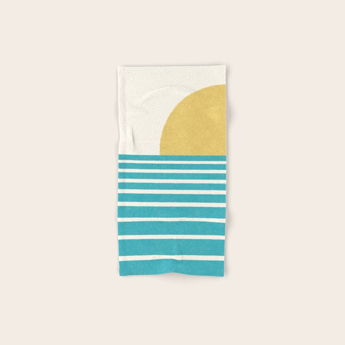 Beach Horizon Lines yellow green Bath Towel Gallery Image 1
