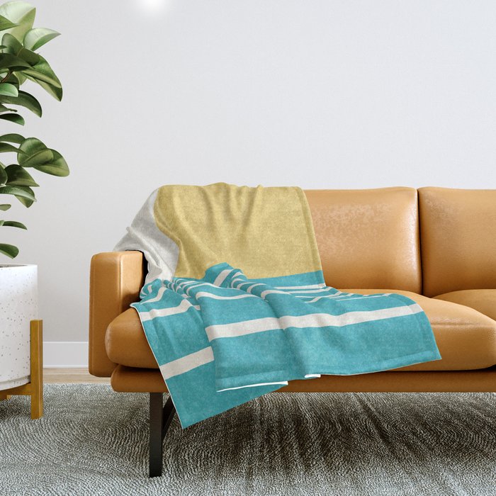 Beach Horizon Lines yellow green Throw Blanket Gallery Image 1