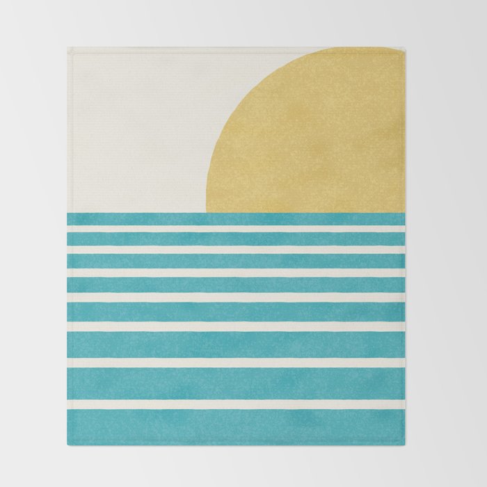 Beach Horizon Lines yellow green Throw Blanket Gallery Image 2