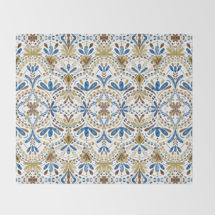 Whimsical Botanical Tile Throw Blanket Gallery Image 2