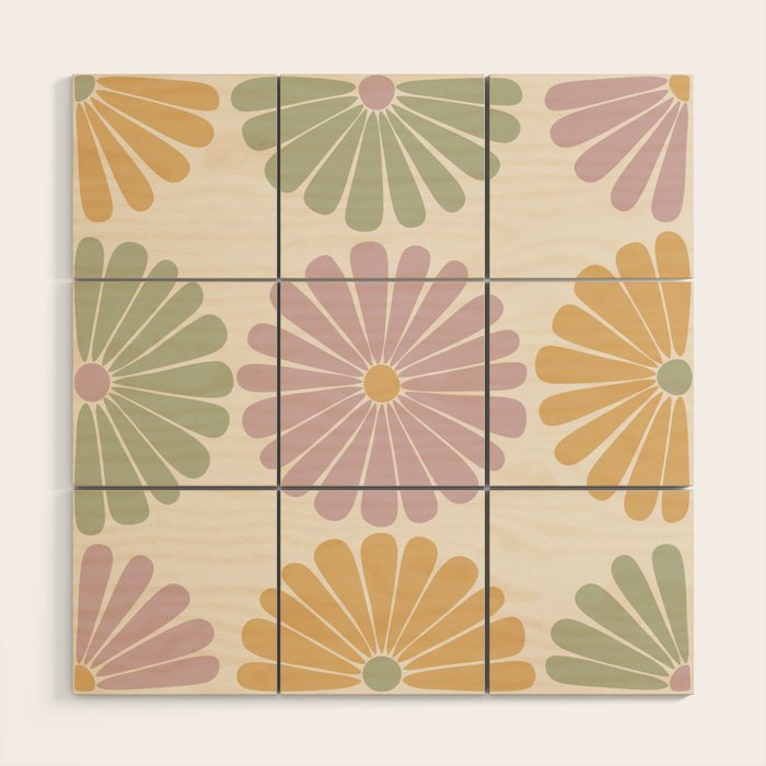 Retro Summer Daisies III Wood Wall Art Gallery Image 1