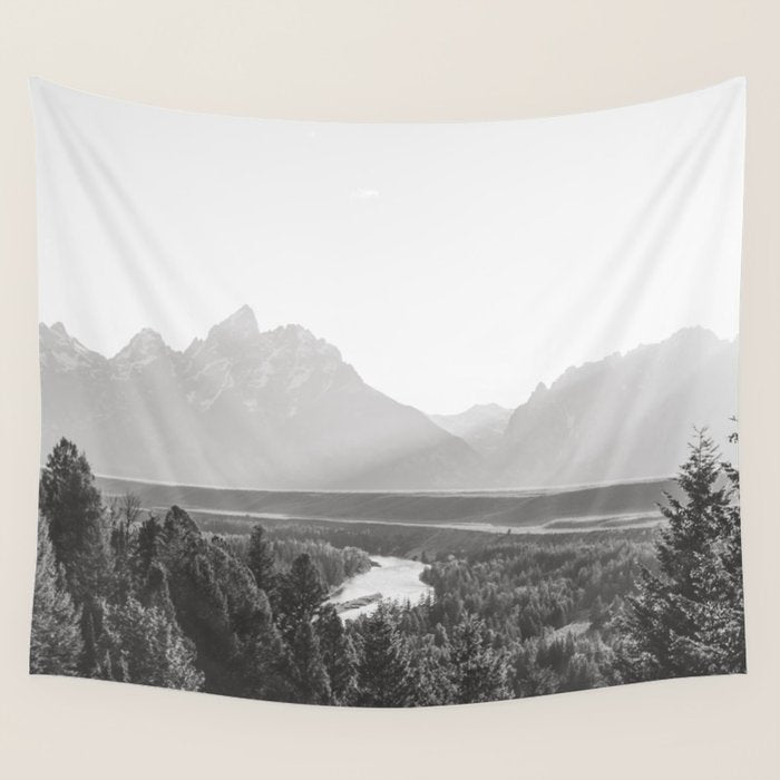 Grand Tetons Snake River Sunset Wall Tapestry Gallery Image 1