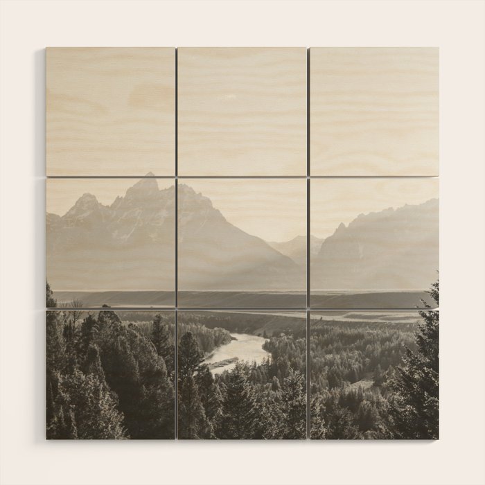 Grand Tetons Snake River Sunset Wood Wall Art Gallery Image 1