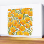 Gold watercolor California poppies Wall Mural Gallery Image 2