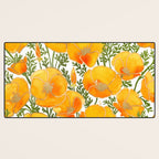 Gold watercolor California poppies Desk Mat Gallery Image 3