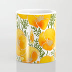 Gold watercolor California poppies Coffee Mug Gallery Image 4