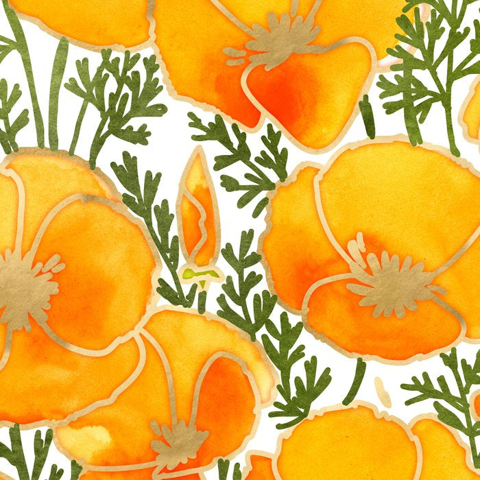 Gold watercolor California poppies Coffee Mug Gallery Image 2