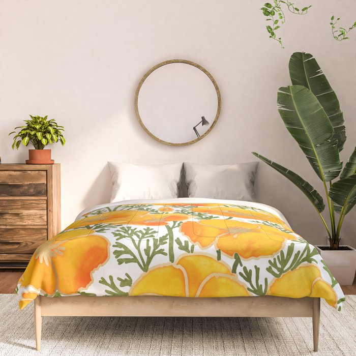 Gold watercolor California poppies Comforter Gallery Image 3