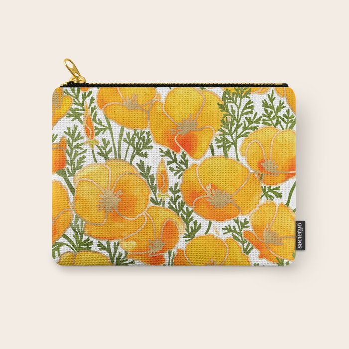 Gold watercolor California poppies Carry All Pouch Gallery Image 1