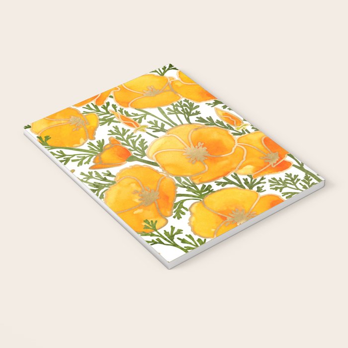 Gold watercolor California poppies Notebook Gallery Image 3