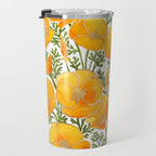 Gold watercolor California poppies Travel Mug Gallery Image 3