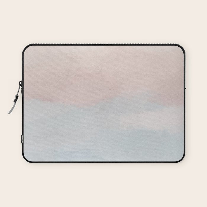 Soothing Seas I - Soft Pink and Blue Sunrise Horizon Ocean for Nursery Abstract Coastal Painting Art Laptop Sleeve Gallery Image 1