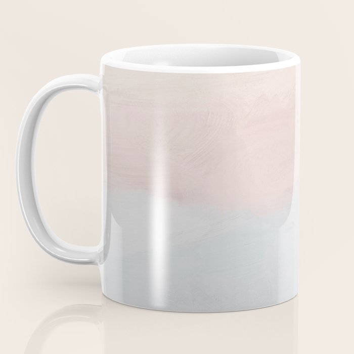 Soothing Seas I - Soft Pink and Blue Sunrise Horizon Ocean for Nursery Abstract Coastal Painting Art Coffee Mug Gallery Image 3