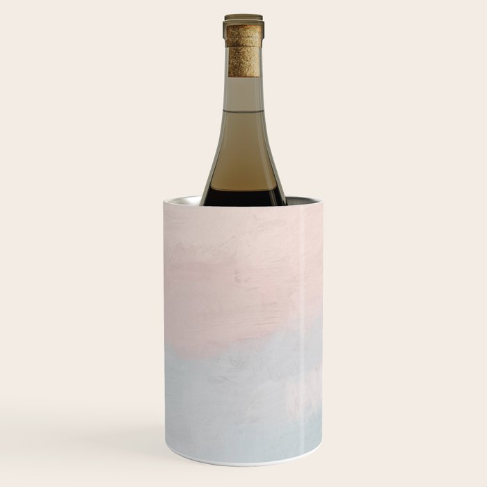Soothing Seas I - Soft Pink and Blue Sunrise Horizon Ocean for Nursery Abstract Coastal Painting Art Wine Chiller Gallery Image 1