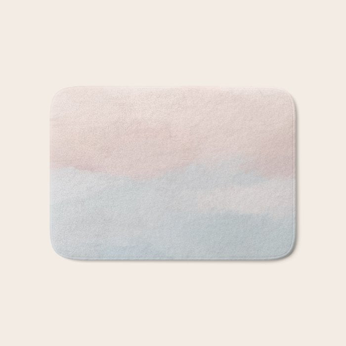 Soothing Seas I - Soft Pink and Blue Sunrise Horizon Ocean for Nursery Abstract Coastal Painting Art Bath Mat Gallery Image 1