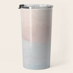 Soothing Seas I - Soft Pink and Blue Sunrise Horizon Ocean for Nursery Abstract Coastal Painting Art Travel Mug Gallery Image 3