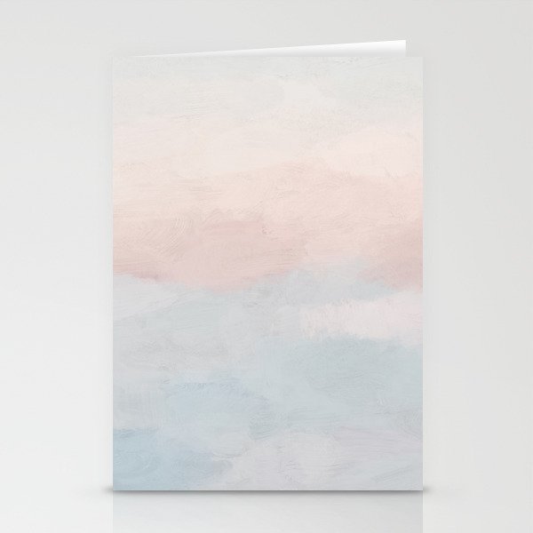 Soothing Seas I - Soft Pink and Blue Sunrise Horizon Ocean for Nursery Abstract Coastal Painting Art Stationery Card Gallery Image 2