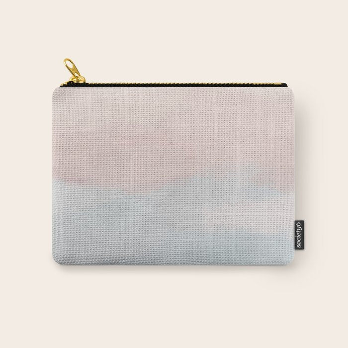 Soothing Seas I - Soft Pink and Blue Sunrise Horizon Ocean for Nursery Abstract Coastal Painting Art Carry All Pouch Gallery Image 1