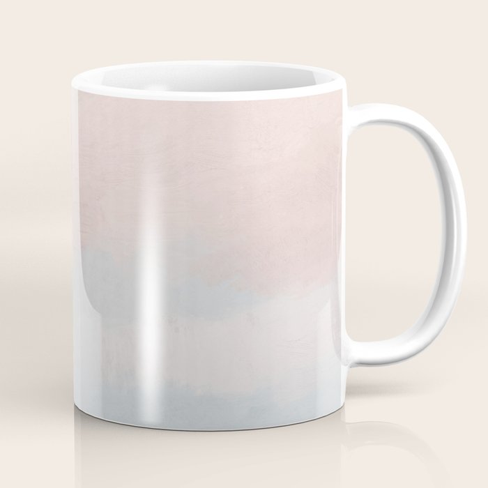 Soothing Seas I - Soft Pink and Blue Sunrise Horizon Ocean for Nursery Abstract Coastal Painting Art Coffee Mug Gallery Image 1