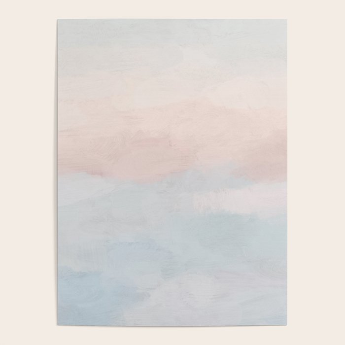 Soothing Seas I - Soft Pink and Blue Sunrise Horizon Ocean for Nursery Abstract Coastal Painting Art Poster Gallery Image 4