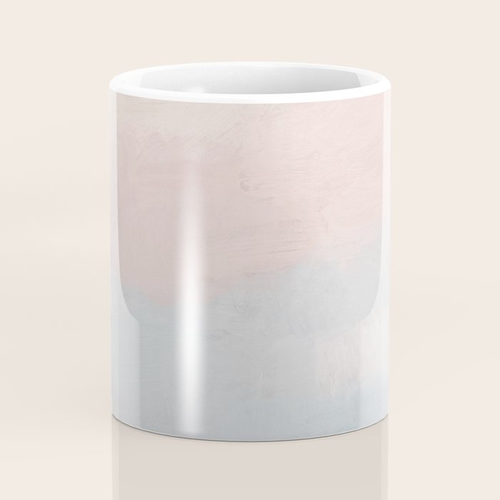 Soothing Seas I - Soft Pink and Blue Sunrise Horizon Ocean for Nursery Abstract Coastal Painting Art Coffee Mug Gallery Image 4