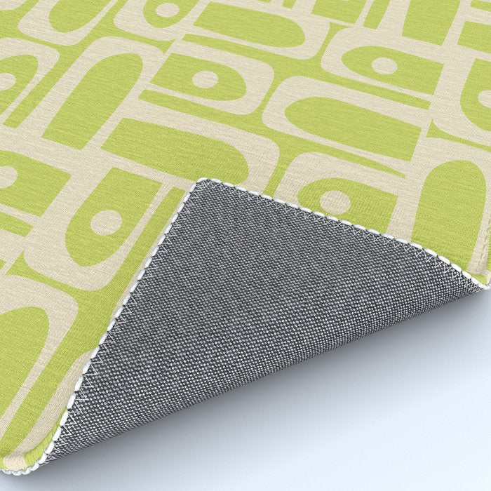 Mid Century Modern Piquet Abstract Multi Pattern in Light Lime Linden Green and Beige Rug Gallery Image 4