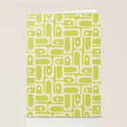 Mid Century Modern Piquet Abstract Multi Pattern in Light Lime Linden Green and Beige Stationery Card Gallery Image 2