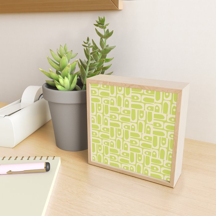 Mid Century Modern Piquet Abstract Multi Pattern in Light Lime Linden Green and Beige Mini Art Print Gallery Image 2
