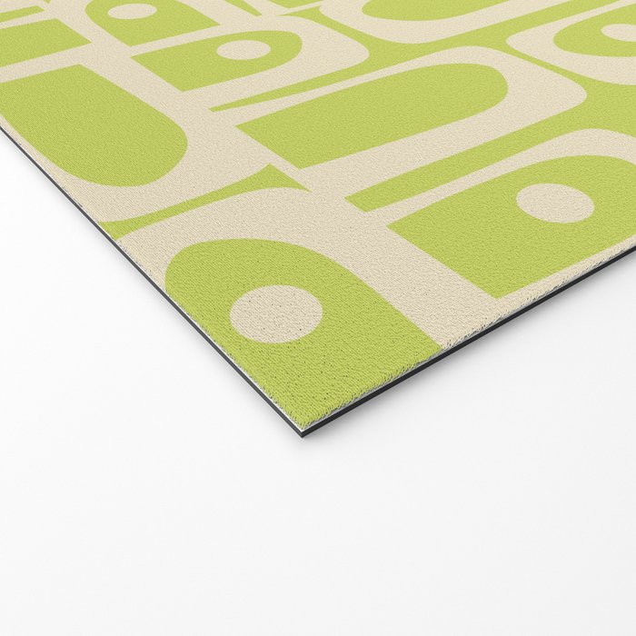Mid Century Modern Piquet Abstract Multi Pattern in Light Lime Linden Green and Beige Welcome Mat Gallery Image 2