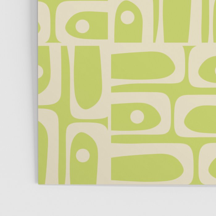 Mid Century Modern Piquet Abstract Multi Pattern in Light Lime Linden Green and Beige Poster Gallery Image 3
