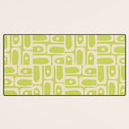 Mid Century Modern Piquet Abstract Multi Pattern in Light Lime Linden Green and Beige Desk Mat Gallery Image 3