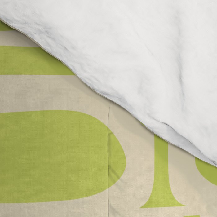 Mid Century Modern Piquet Abstract Multi Pattern in Light Lime Linden Green and Beige Comforter Gallery Image 4
