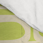 Mid Century Modern Piquet Abstract Multi Pattern in Light Lime Linden Green and Beige Comforter Gallery Image 4