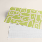 Mid Century Modern Piquet Abstract Multi Pattern in Light Lime Linden Green and Beige Wrapping Paper Gallery Image 2