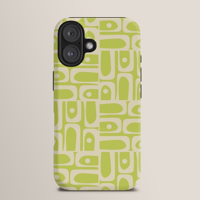 Mid Century Modern Piquet Abstract Multi Pattern in Light Lime Linden Green and Beige iPhone Case Gallery Image 13