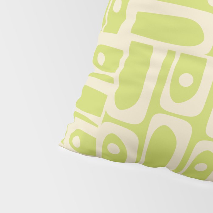 Mid Century Modern Piquet Abstract Multi Pattern in Light Lime Linden Green and Beige Pillow Sham Gallery Image 4