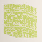 Mid Century Modern Piquet Abstract Multi Pattern in Light Lime Linden Green and Beige Wrapping Paper Gallery Image 3