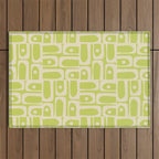 Mid Century Modern Piquet Abstract Multi Pattern in Light Lime Linden Green and Beige Outdoor Rug Gallery Image 1