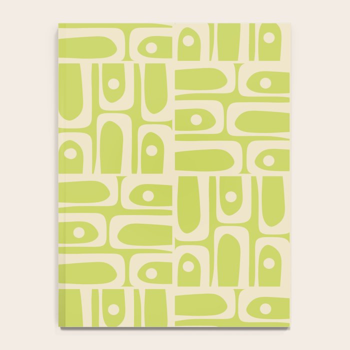 Mid Century Modern Piquet Abstract Multi Pattern in Light Lime Linden Green and Beige Notebook Gallery Image 4