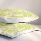 Mid Century Modern Piquet Abstract Multi Pattern in Light Lime Linden Green and Beige Pillow Sham Gallery Image 3