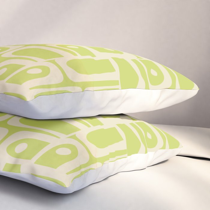 Mid Century Modern Piquet Abstract Multi Pattern in Light Lime Linden Green and Beige Pillow Sham Gallery Image 3