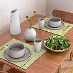 Mid Century Modern Piquet Abstract Multi Pattern in Light Lime Linden Green and Beige Placemat Gallery Image 2
