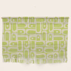 Mid Century Modern Piquet Abstract Multi Pattern in Light Lime Linden Green and Beige Wall Hanging Gallery Image 1