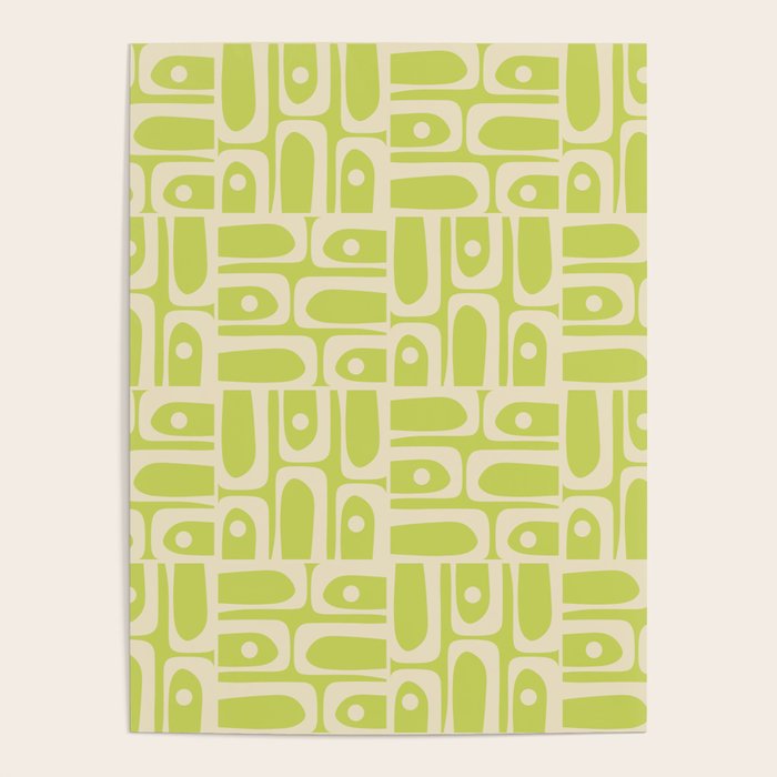 Mid Century Modern Piquet Abstract Multi Pattern in Light Lime Linden Green and Beige Poster Gallery Image 4