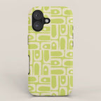 Mid Century Modern Piquet Abstract Multi Pattern in Light Lime Linden Green and Beige iPhone Case Gallery Image 1