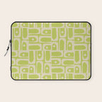 Mid Century Modern Piquet Abstract Multi Pattern in Light Lime Linden Green and Beige Laptop Sleeve Gallery Image 1