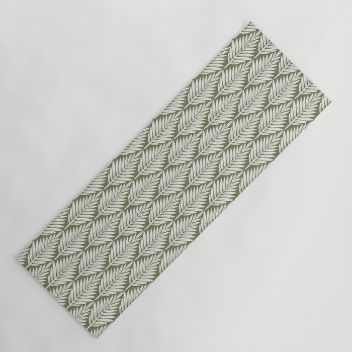 Linocut Palm Leaves - Paradise Green  Yoga Mat Gallery Image 1